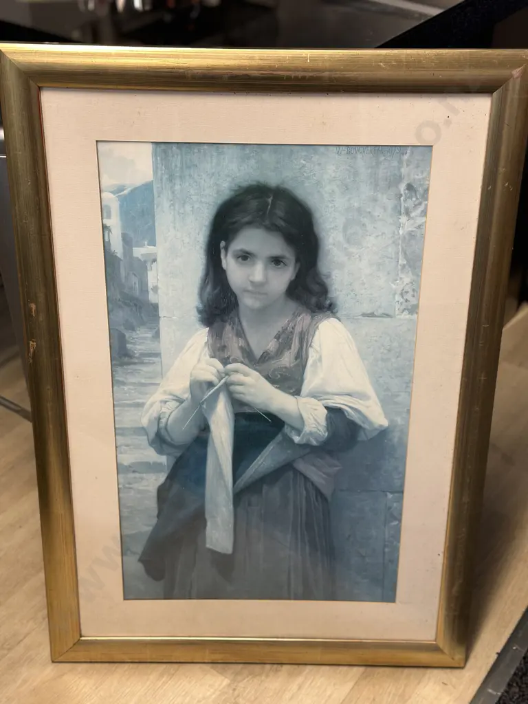 Gilt Framed Print Tricoteuse By Willam Adolphe Bouguereau Image 1++