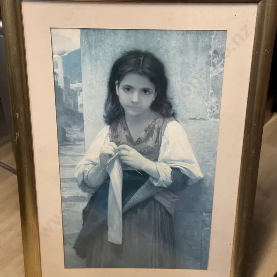 Gilt Framed Print Tricoteuse By Willam Adolphe Bouguereau