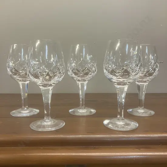 Royal Doulton Crystal Belvedere Pattern Wine Glasses - Set of 5
