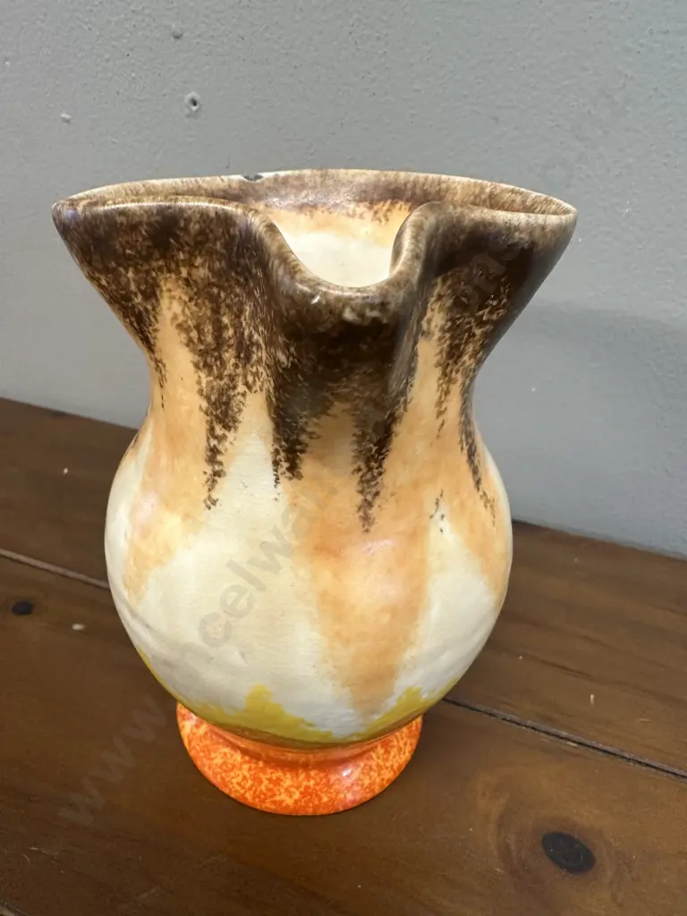Vintage Beswick Vintage Ceramic Pitcher Striking Brown, Yellow & Orange Drip Glaze H14cm. Image 1++
