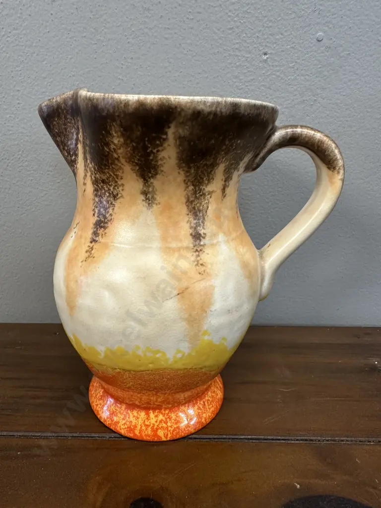 Vintage Beswick Vintage Ceramic Pitcher Striking Brown, Yellow & Orange Drip Glaze H14cm. Image 1++