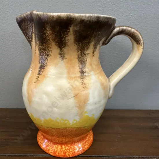Vintage Beswick Vintage Ceramic Pitcher Striking Brown, Yellow & Orange Drip Glaze H14cm.
