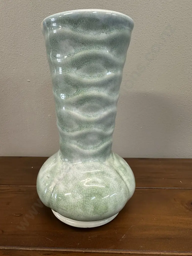 Vintage Niloak Pottery Vase Aqua Glaze H19cm Image 1++
