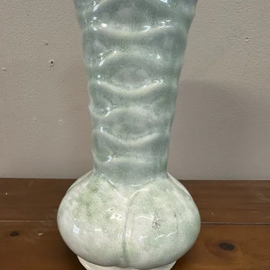 Vintage Niloak Pottery Vase Aqua Glaze H19cm