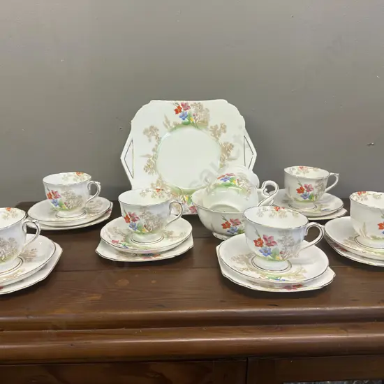 Vintage Shelley 21 Piece Teaset Jasmine Print Pattern # YS 0182