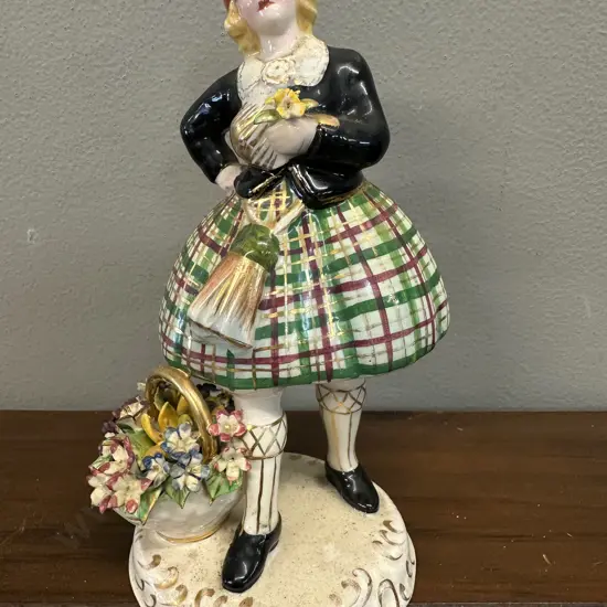 Art Deco Italian Hand Painted Ceramic Figurine H16.5cm.