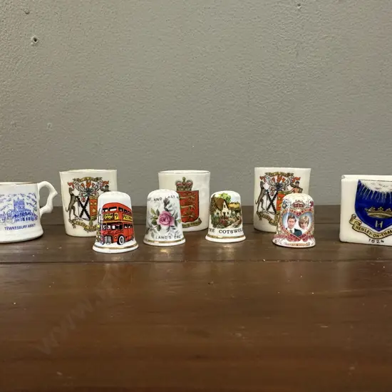 Vintage Crested Souvenir Miniature Cups & Thimbles English Themed