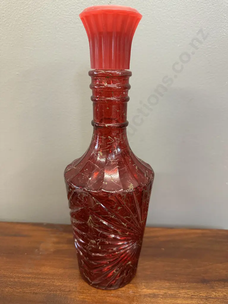 Vintage Jim Beam Ruby Red Glass Decanter 'Empty' Image 1++