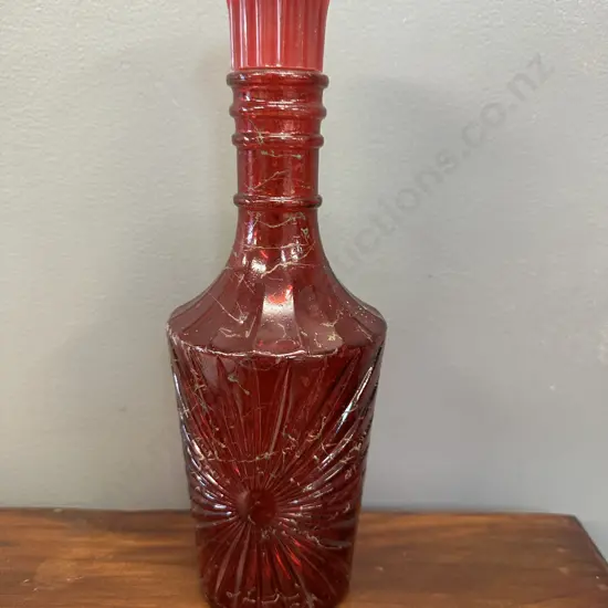 Vintage Jim Beam Ruby Red Glass Decanter 'Empty'