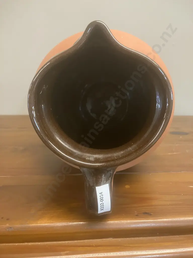 A 1960's C.H. Brannam Royal Barum Ware Red Clay Pitcher - England. H24cm Image 1++