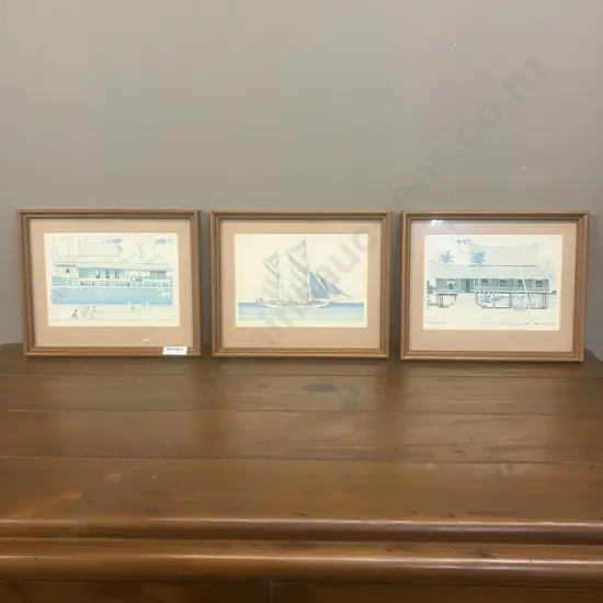 Set of Three Framed Prints. 19 x 23cm