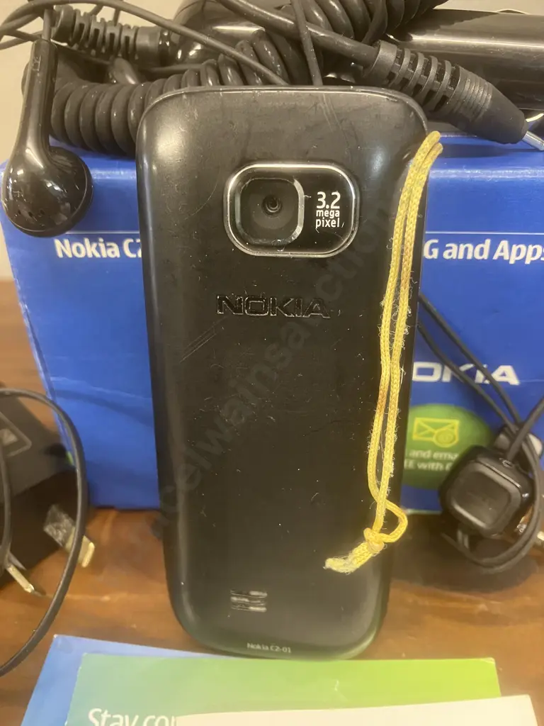Vintage Nokia C2-01 Mobile Phone With Original Box, Wall & Car Chargers Etc, Image 1++