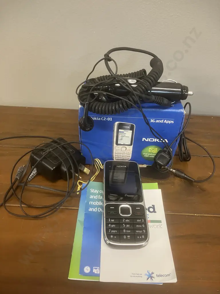 Vintage Nokia C2-01 Mobile Phone With Original Box, Wall & Car Chargers Etc, Image 1++