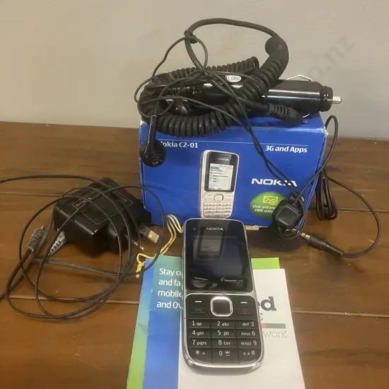 Vintage Nokia C2-01 Mobile Phone With Original Box, Wall & Car Chargers Etc,