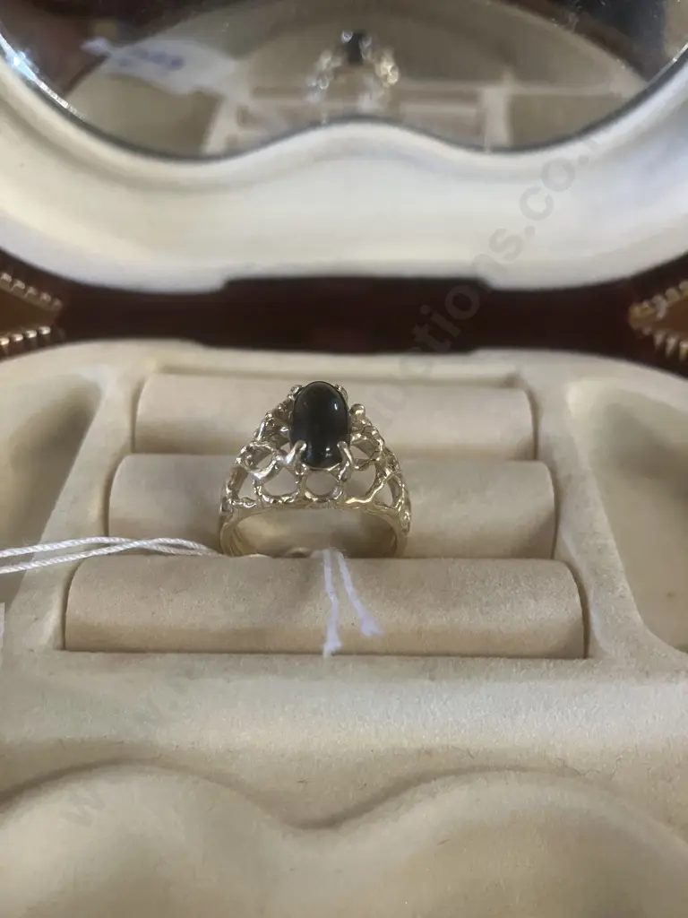 Stamped 14k Gold Ring With Dark Blue Gemstone? Image 1++