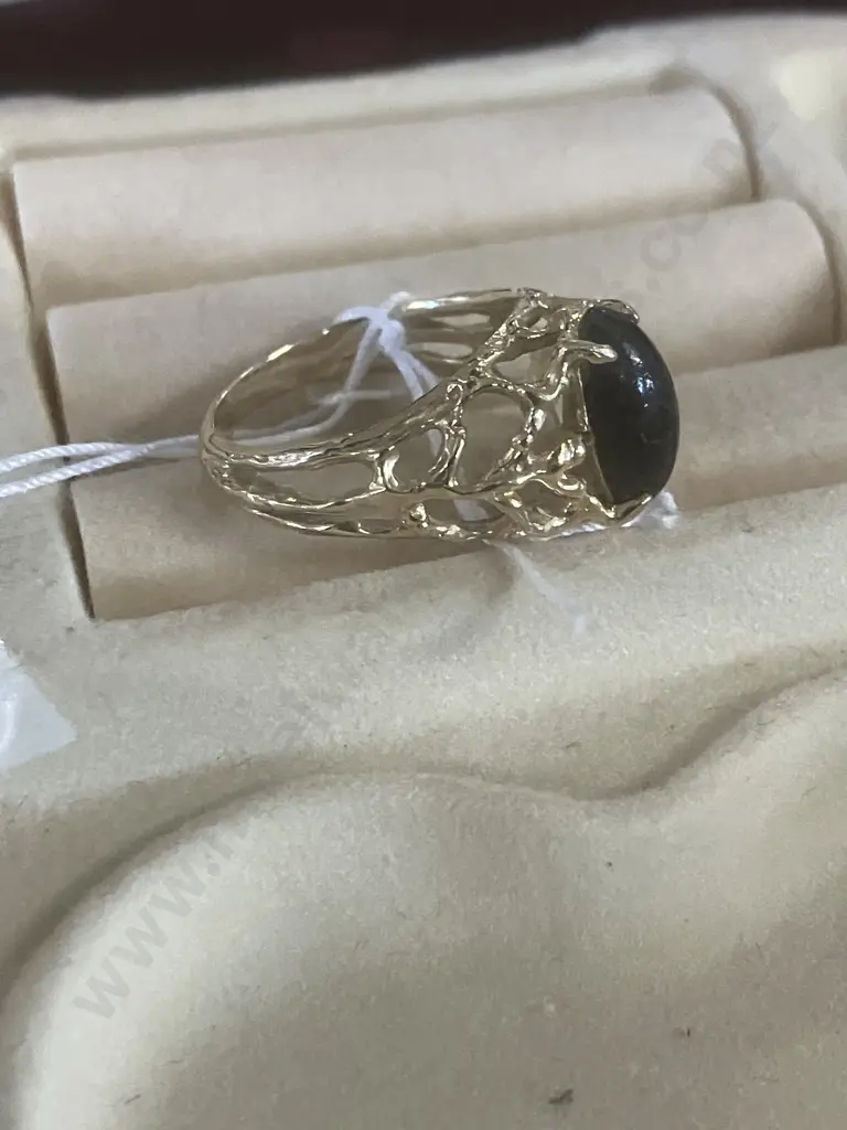 Stamped 14k Gold Ring With Dark Blue Gemstone? Image 1++