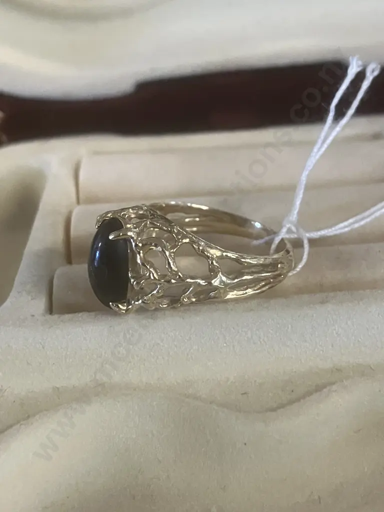 Stamped 14k Gold Ring With Dark Blue Gemstone? Image 1++