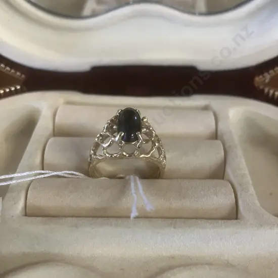 Stamped 14k Gold Ring With Dark Blue Gemstone?