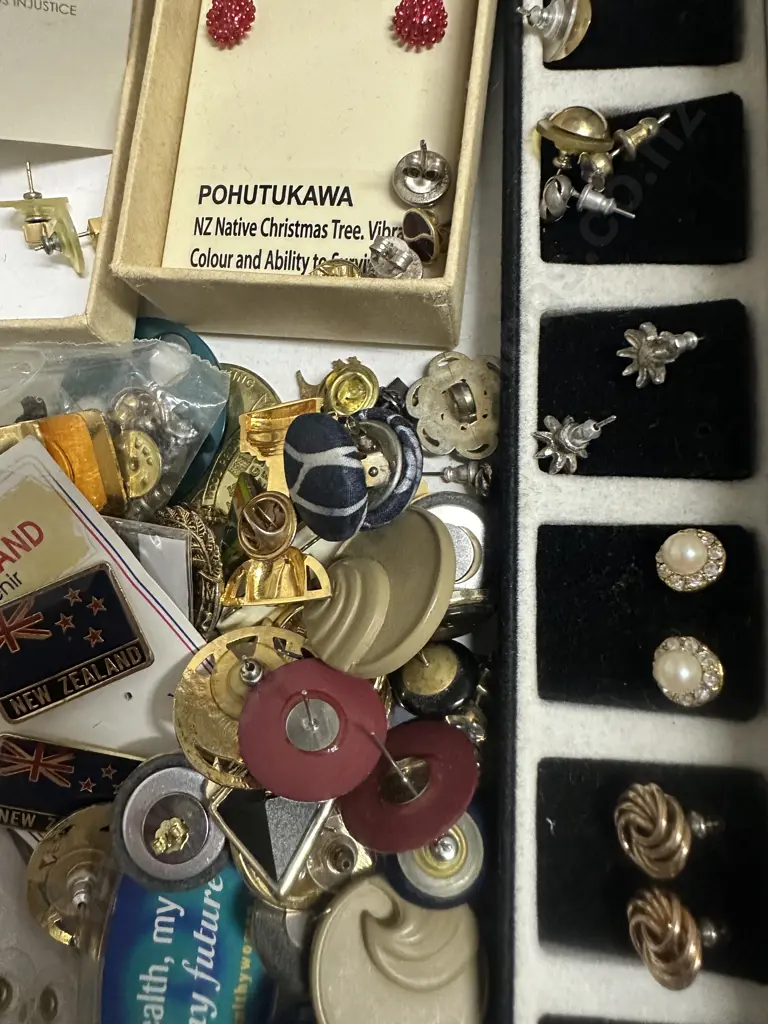 Selection Of Costume Jewellery, Pins, Key Rings, Vintage Purse Etc Image 1++