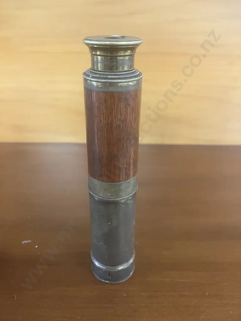 Brass Collapsible Three-Draw Telescope, Extending Brass Sun Shade, Original Dust Slide. 15 to 45cm Image 1++