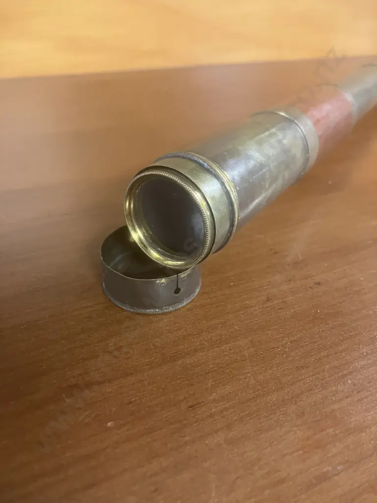 Brass Collapsible Three-Draw Telescope, Extending Brass Sun Shade, Original Dust Slide. 15 to 45cm Image 1++