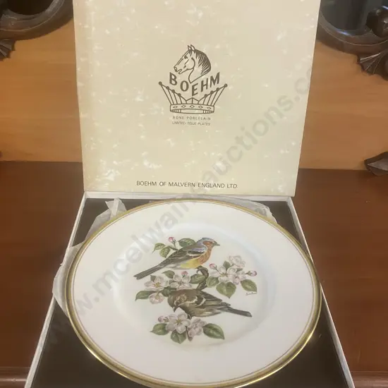 Vintage Collectible Boehm Bone Porcelain Birds Plate "Chaffinch Fuingilla coelebs geneleu" With Original Box - England