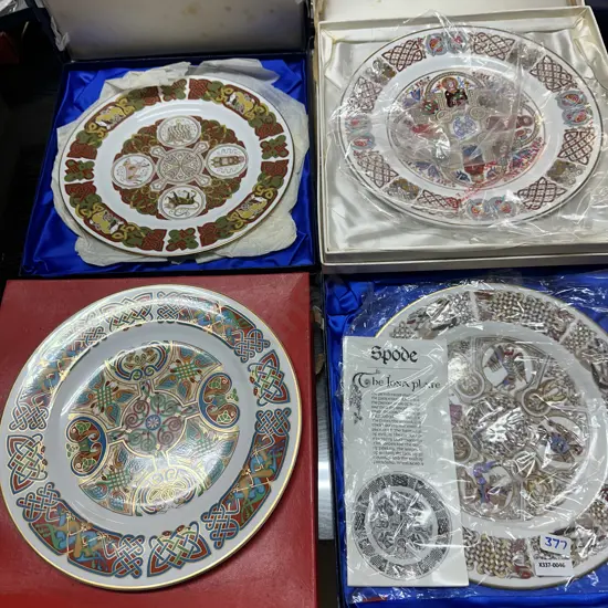 Spode English Bone China 'Celtic' Series Plates - The Iona, The Lindisfarne, The Durrow, The Kells With Original Boxes
