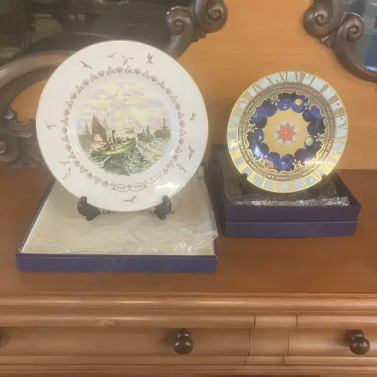 Royal Worcester Collectors Plates - National Mission to Deep Sea Fishermen & The Millennium 2000AD With Original Boxes