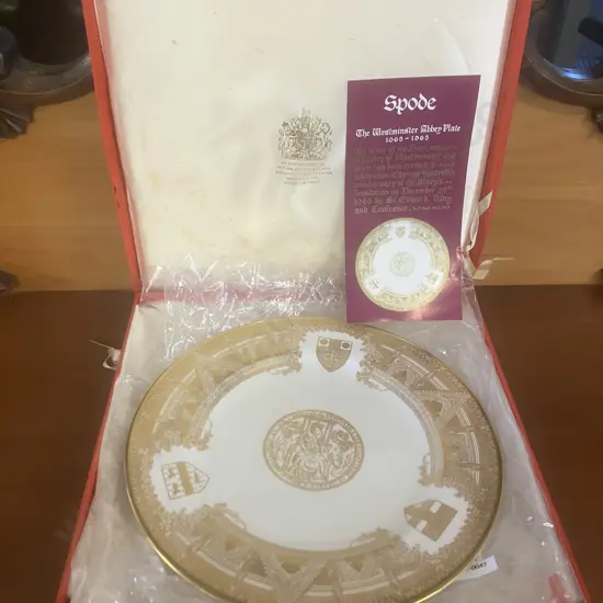 Vintage Spode English Bone China 'The Westminster Abbey Plate 1065-1965' With Original Box