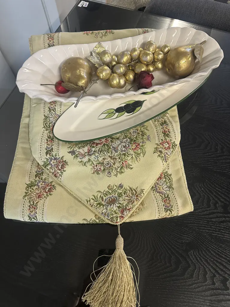 Aotea NZ Serving Plate, Zitam Dish With Faux Fruit & Table Runner Image 1++