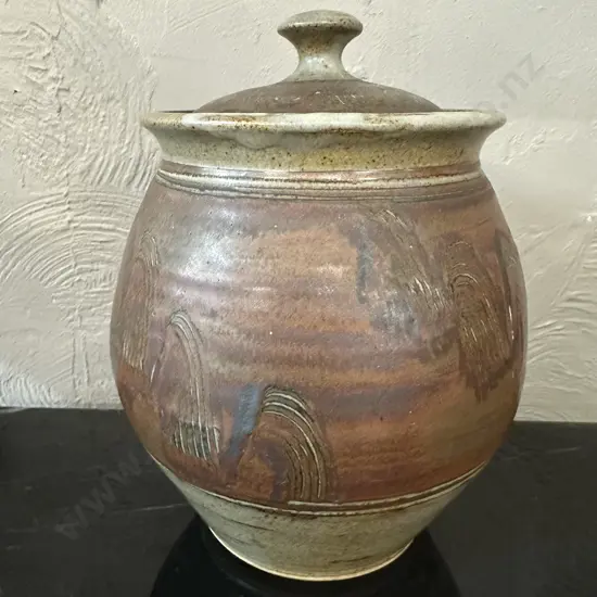 Vintage Lidded Pottery Pot H29cm.