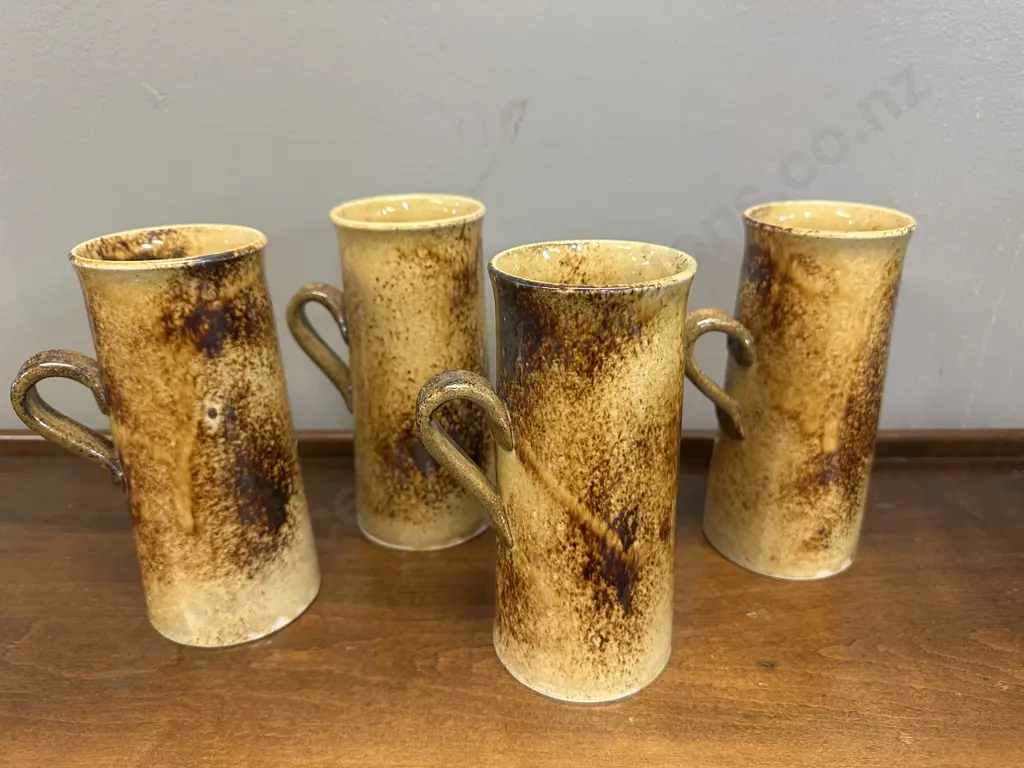 Hand Made Pottery Coffee Mugs x4 Image 1++
