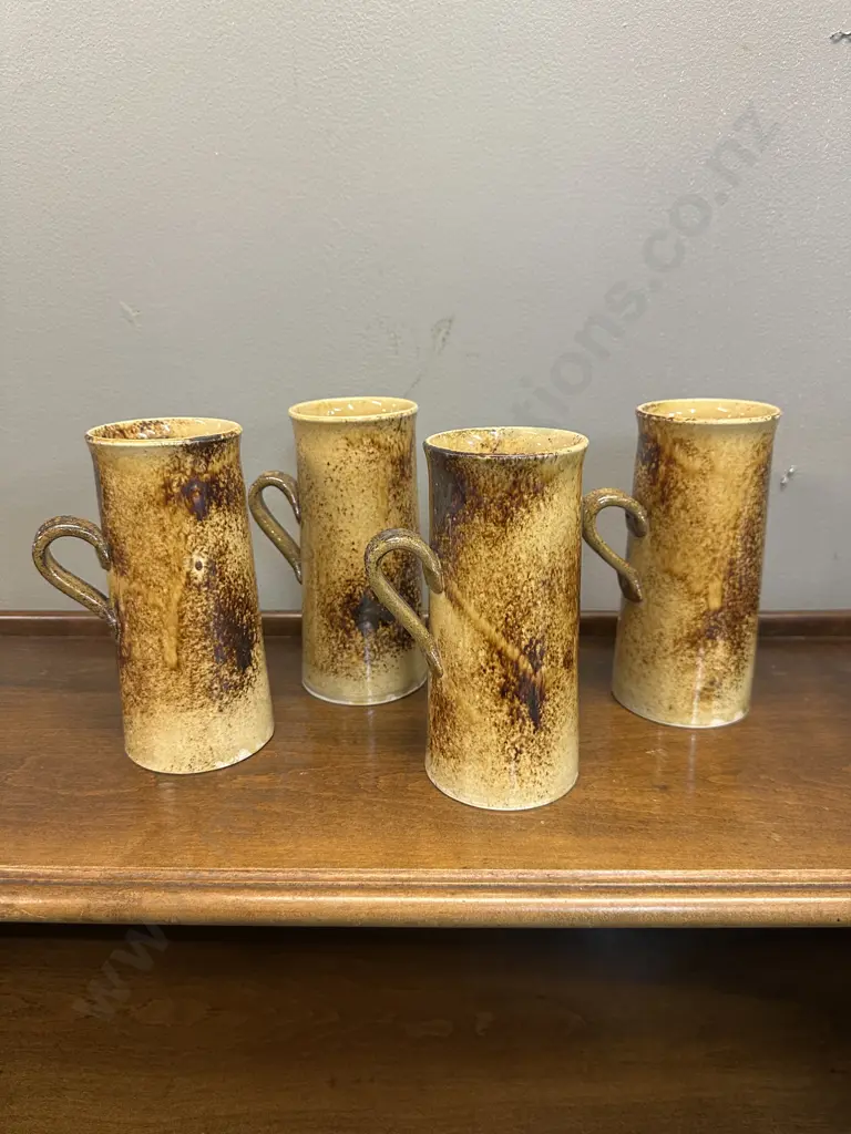 Hand Made Pottery Coffee Mugs x4 Image 1++