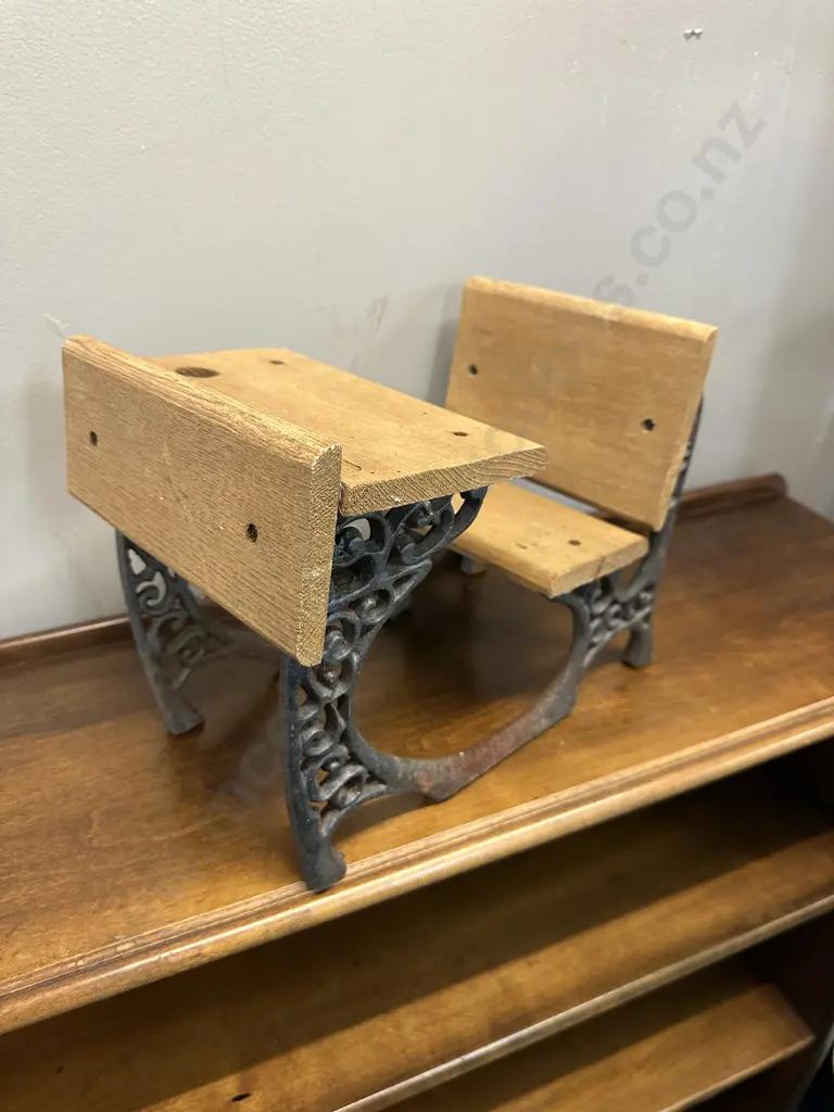 Miniature American Girl Doll School Desk Cast Iron & Wood Detail Image 1++