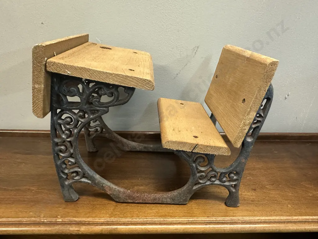 Miniature American Girl Doll School Desk Cast Iron & Wood Detail Image 1++