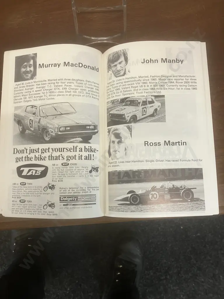 Vintage Rare motoraction 1973-74 New Zealand racing drivers Who's Who Image 1++