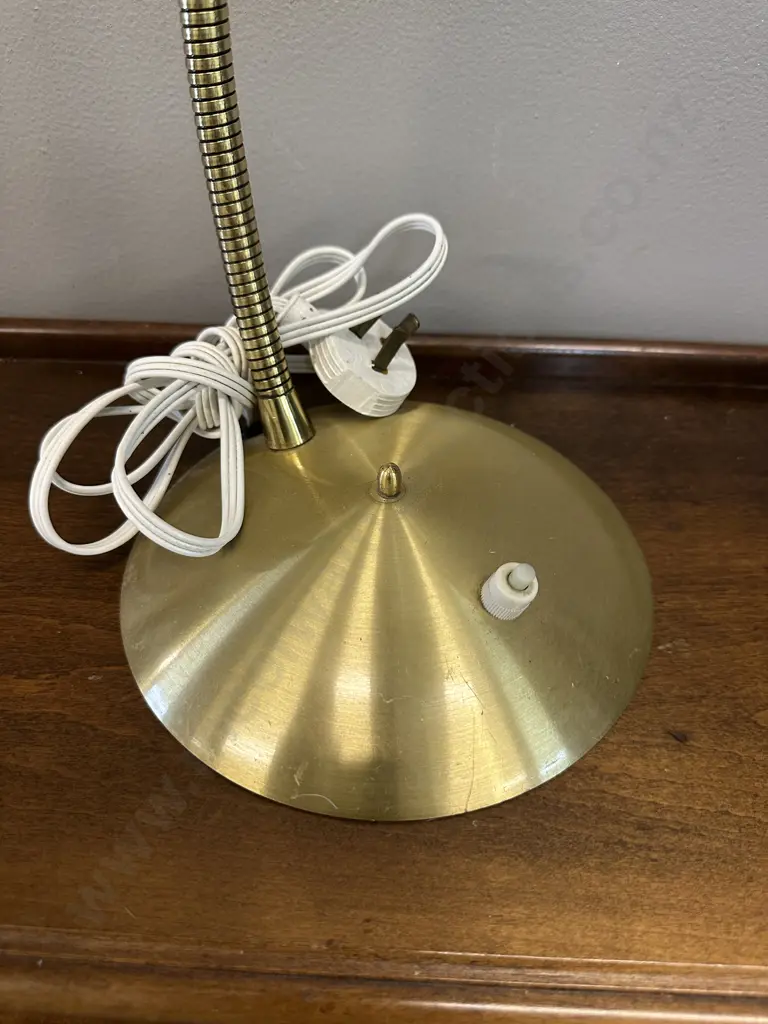 Vintage Metalic Gold Eyeball Desk Lamp Flexibile Gooseneck Arm With Rounded Weighted Base Image 1++