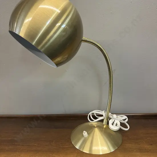 Vintage Metalic Gold Eyeball Desk Lamp Flexibile Gooseneck Arm With Rounded Weighted Base