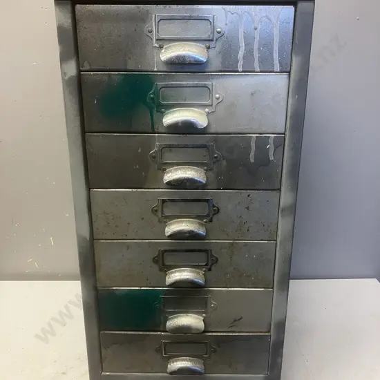 Vintage Industrial Metal 7 Drawer Filing Cabinet With Tools (1960s / 1970s)