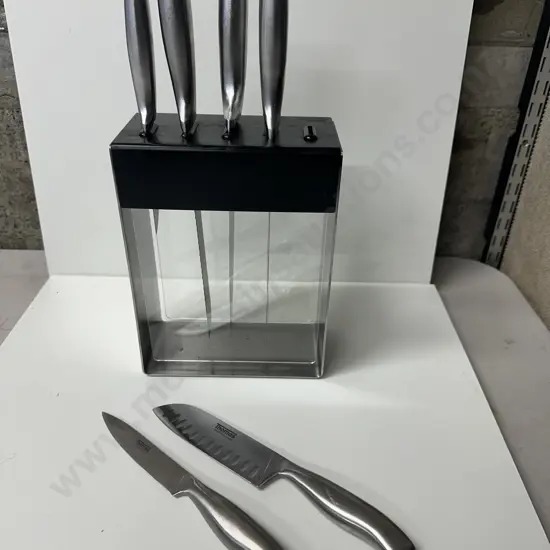 Hampton & Mason Knife Block With 4 x German Steel Knives & Pair of Thomas Knives