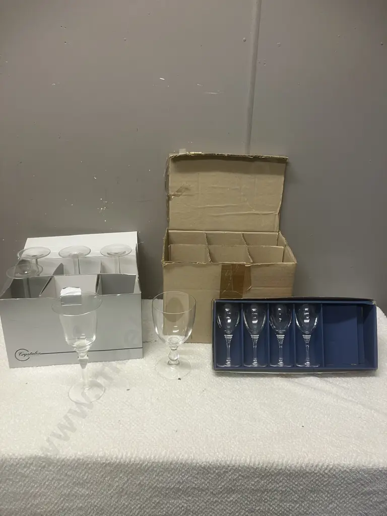 Three Incomplete Boxed Glass Sets Image 1++
