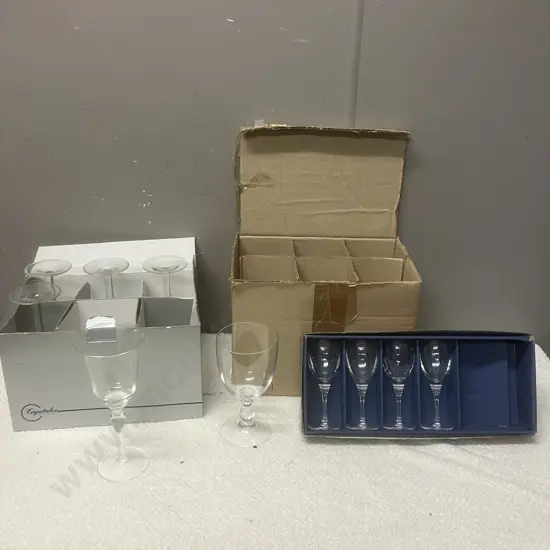 Three Incomplete Boxed Glass Sets