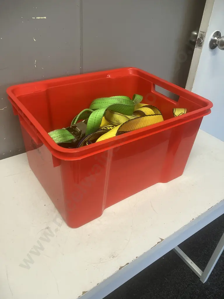 Ratchet Tie-Downs, Rope Etc In Red Bin Image 1++