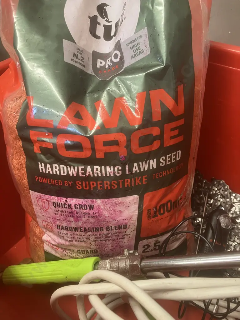 Red Bin - Lawn Seed, Gallagher Live Fence Indicator, Moisture Meters Etc Image 1++