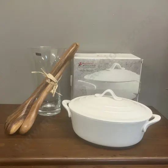 Maxwell Williams Casserole, Bohemia Vase, Wooden Servers