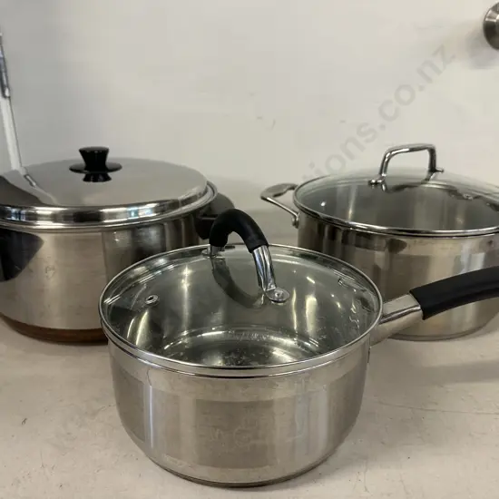 Selection Of Lidded Pots Including Stockpots