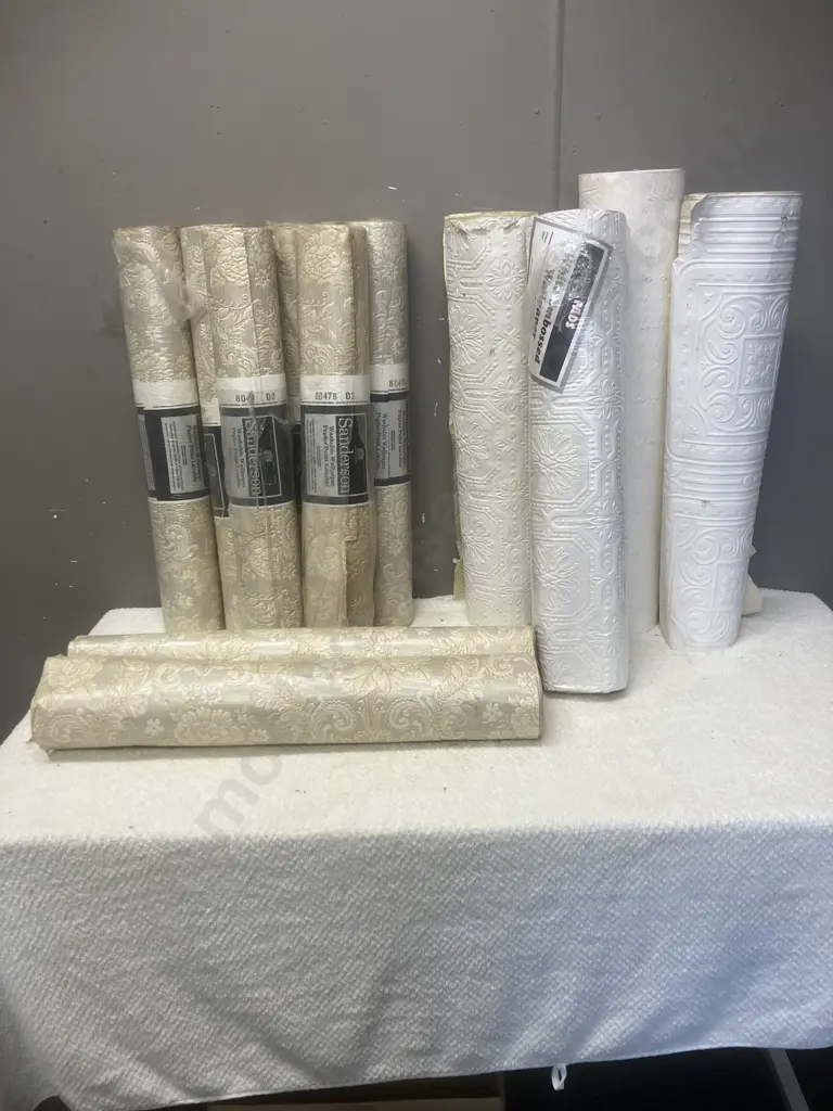 Sanderson (England) Washable Wallpaper 6 x Rolls & 2 Part With 4 Rolls Assorted Embossed Wallpapers Image 1++