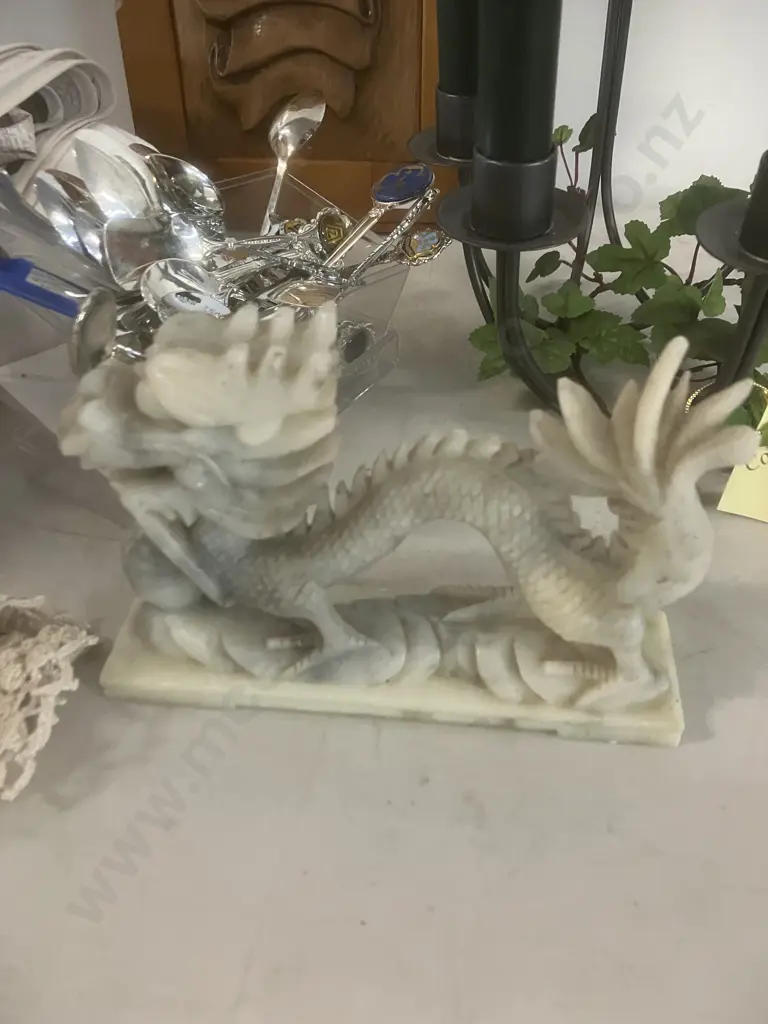 Retro Items Including Souvenir Teaspoons, Soapstone Dragon Etc Image 1++