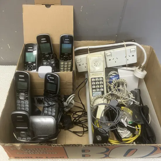 Box Lot - Phones, Cables Etc
