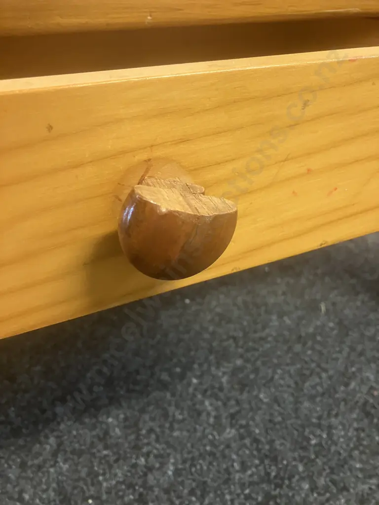 Rimu Coffee Table, Turned legs, Drawer Each Side. H42 W120 D59cm (1 Drawer Has Damage To Base) Image 1++